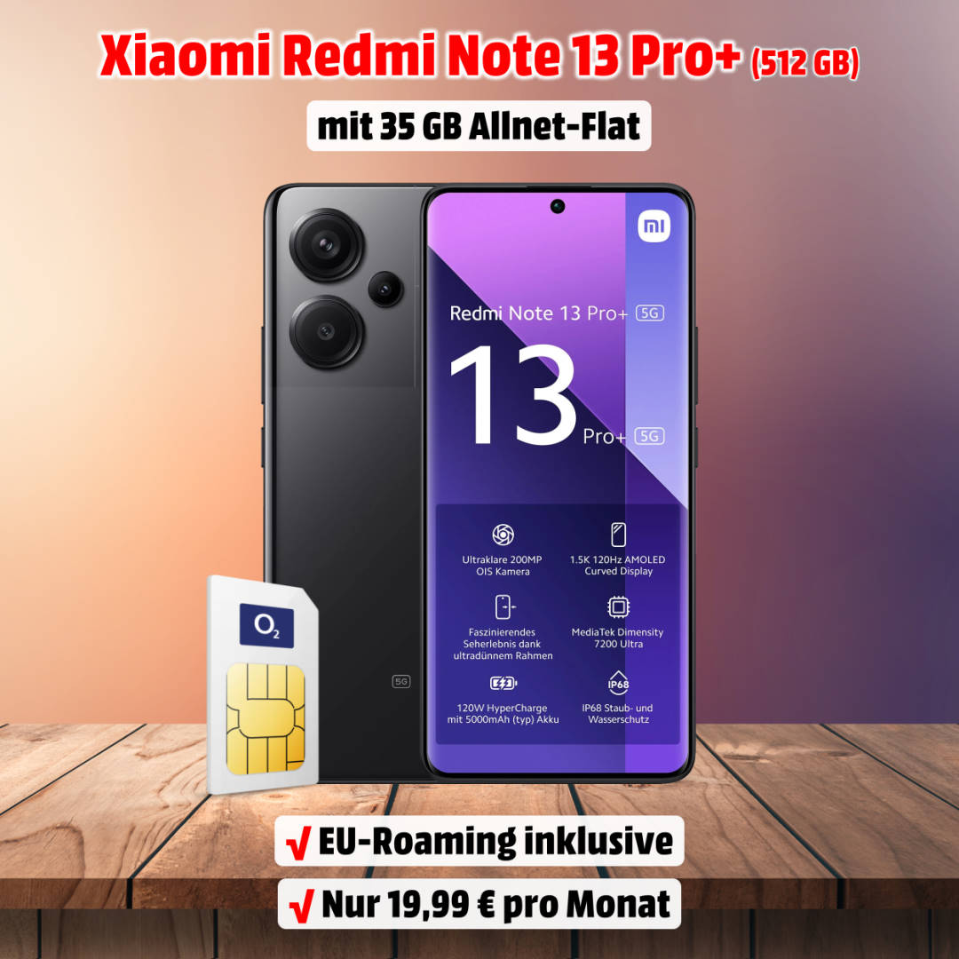 Xiaomi Redmi Note 13 Pro+ 5G mit Vertrag im Netz von o2