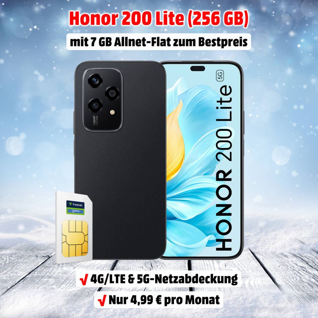 Honor 200 Lite mit Vertrag inkl. 7 GB Allnet-Flat im Telefónica-Netz (o2)